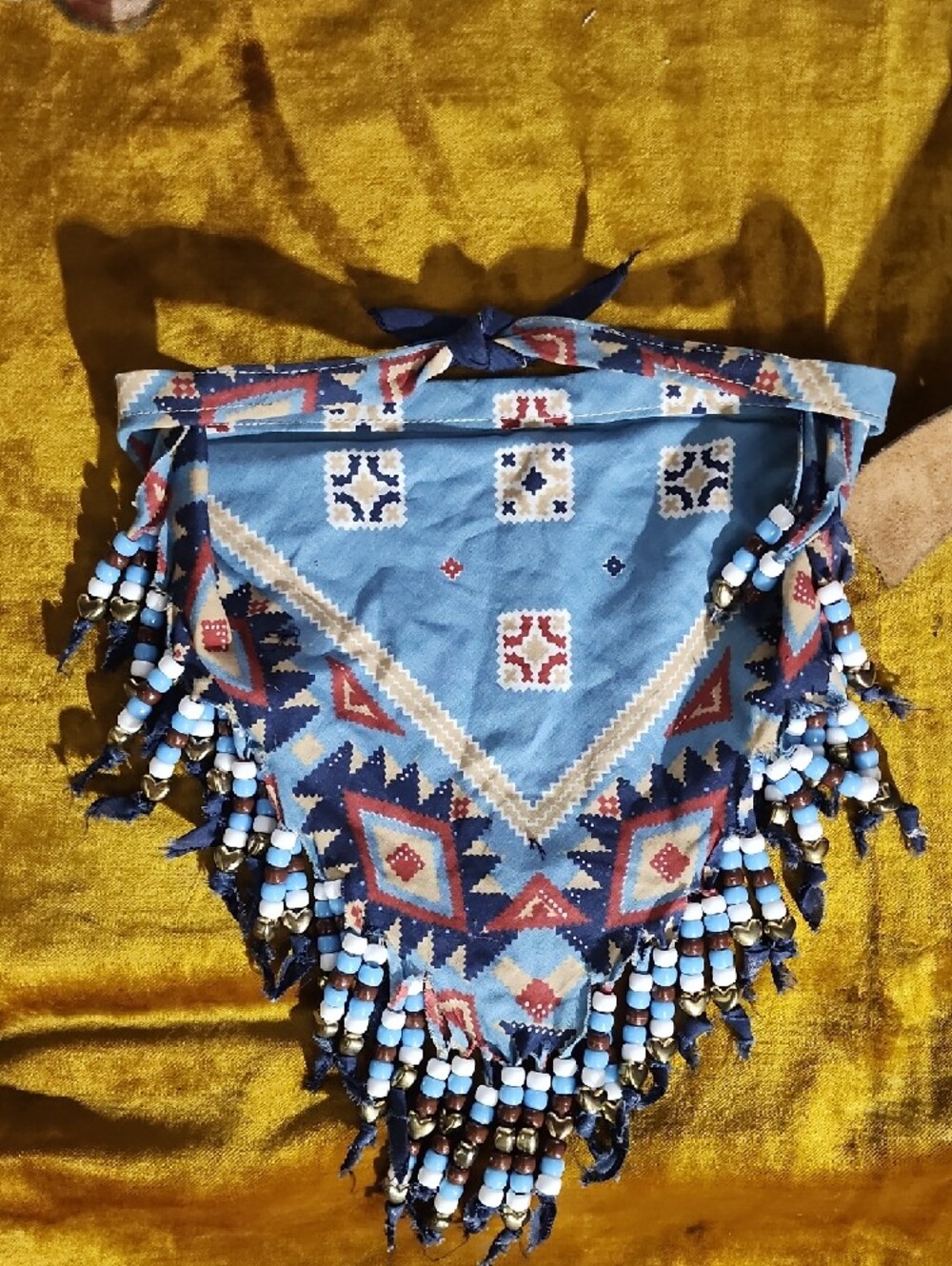🔥 HOT DEAL Beaded Fringe Bandana Scarf And Leather Waist Bag  - Festival Wear - Picture 3 of 15
